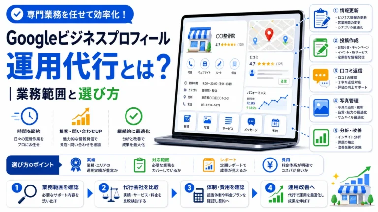 Googleビジネスプロフィール運用代行とは？業務範囲と選び方