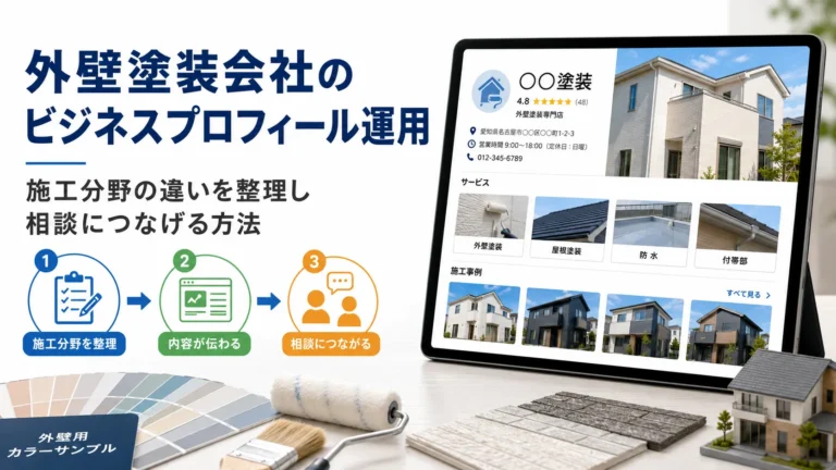 外壁塗装のビジネスプロフィール運用｜施工事例の比較から現地調査の相談へつなげる方法